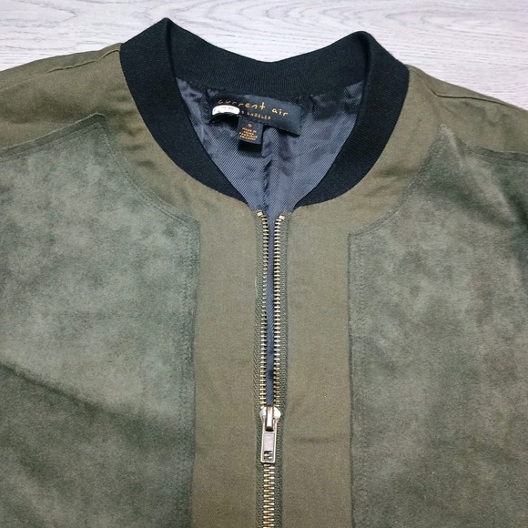 Current Air Los Angeles Green Canvas Suede Bomber Style Jacket Size Small - Picture 2 of 7